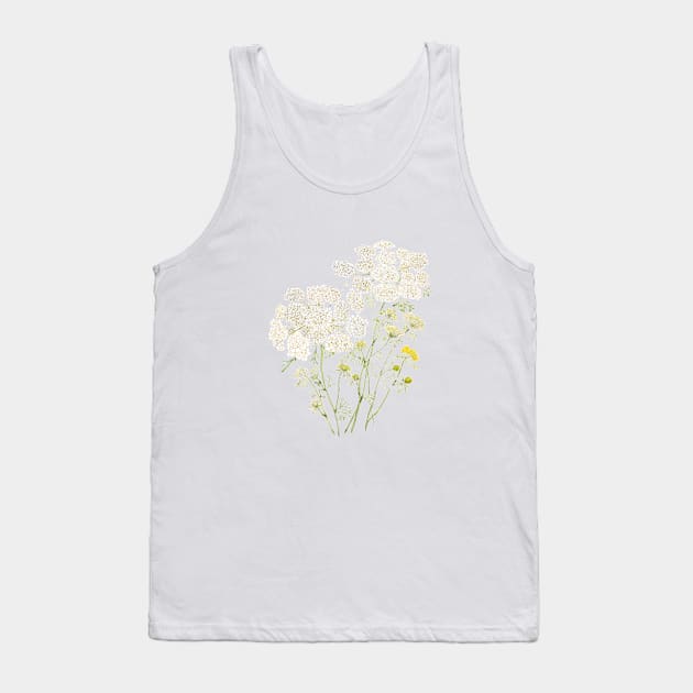 Queen Ann Lace ink and watercolor painting Tank Top by colorandcolor